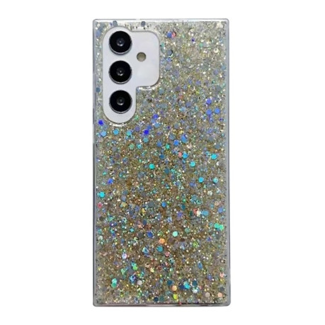 Противоударный чехол Glitter Sequins Epoxy для Samsung Galaxy S24 5G - розовое золотой