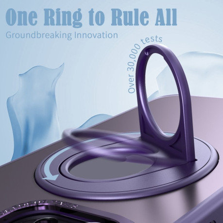 Ударозащитный чехол Metal Ring Holder 360 Degree Rotating на iPhone 15 - фиолетовый