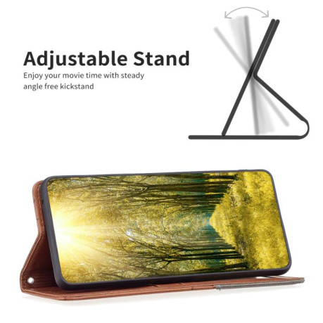 Чехол-книжка Rhombus Texture для Xiaomi Redmi Note 14 Pro 4G - коричневый