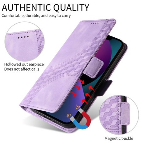 Чохол-книжка Embossed Rhombus Starry Leather для Motorola Moto G15/G15 Power - фіолетовий