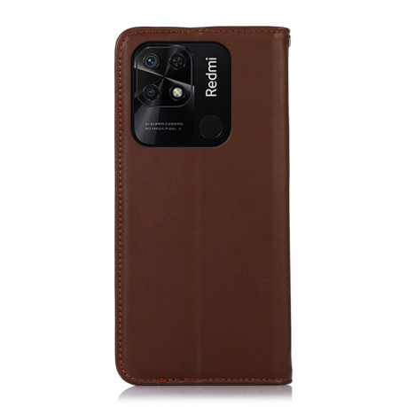 Кожаный чехол-книжка KHAZNEH Nappa Top Layer на Xiaomi Redmi 10C / 10 - коричневый