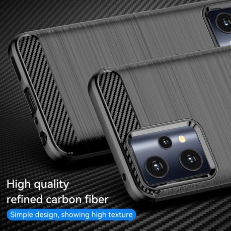 Противоударный чехол Brushed Texture Carbon Fiber на Realme 9 Pro/OnePlus Nord CE 2 Lite 5G - черный