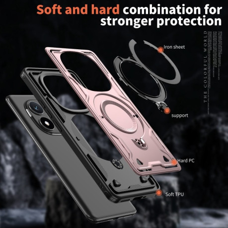 Протиударний чохол MagSafe Holder Armor PC Hybrid для Xiaomi Redmi Note 14 Pro 5G/Poco X7 - рожеве золото