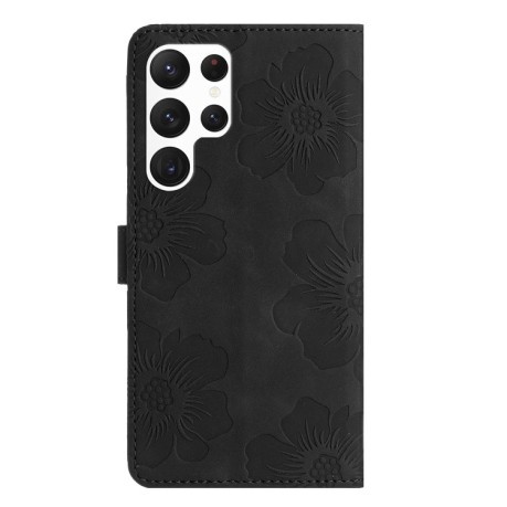 Чехол-книжка Flower Embossing Pattern для Samsung Galaxy S24 Ultra 5G - черный