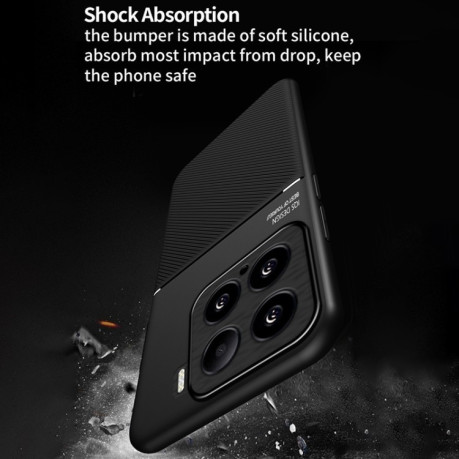 Протиударний чохол Tilt Strip Grain на Xiaomi 15 - чорний
