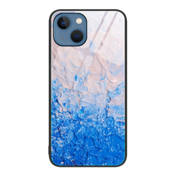 Противоударный стеклянный чехол Marble Pattern Glass на iPhone 14 - Ocean Waves