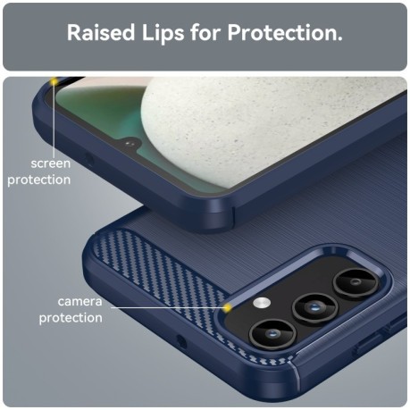 Противоударный чехол Brushed Texture Carbon Fiber на Samsung Galaxy A15 - синий