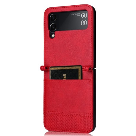 Противоударный чехол Retro Crazy Horse для Samsung Galaxy Z Flip3 5G - красный