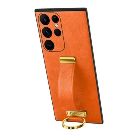 Противоударный чехол SULADA Leather Texture Skin Feel Shockproof для Samsung Galaxy S24 Ultra - оранжевый