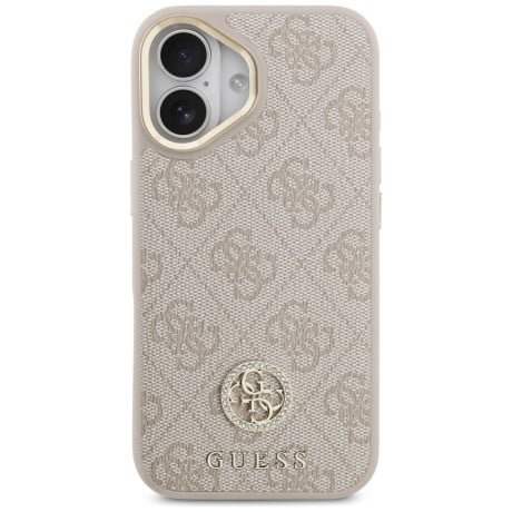 Оригинальный чехол Guess 4G Strass Logo &amp; Big Strap Metal Buttons с MagSafe на iPhone 17 - Pink