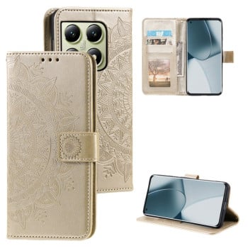 Чехол-книжка Totem Flower для Xiaomi 14T Pro - золотой