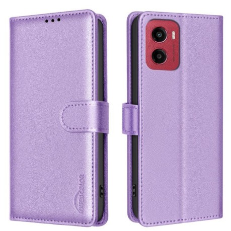 Чехол-книжка Litchi Texture RFID Anti-theft Leather для Motorola Moto G05 - фиолетовый