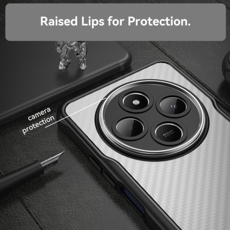 Ударозахисний чохол Carbon Fiber Texture MagSafe Translucent на Xiaomi Redmi A4 5G - чорний