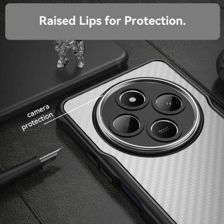 Ударозахисний чохол Carbon Fiber Texture Translucent на Xiaomi Redmi 14C 4G/Poco C75/Redmi A4 5G - чорний