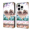 Чохол-книжка Crystal 3D Shockproof Protective Leather для iPhone 15 Pro - Pink Diamond Heart