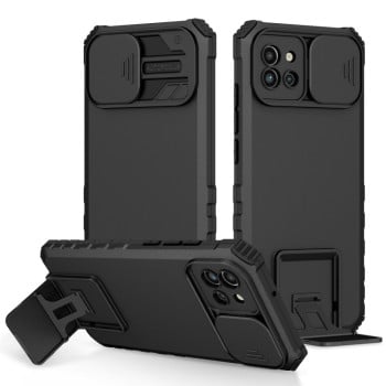 Противоударный чехол Stereoscopic Holder Sliding для Samsung Galaxy A03 - черный