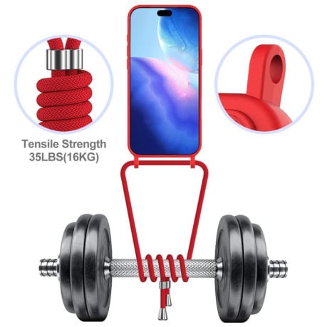 Силиконовый чехол Integrated Card Bag Solid Color Liquid Silicone на iPhone 17 Pro - красный