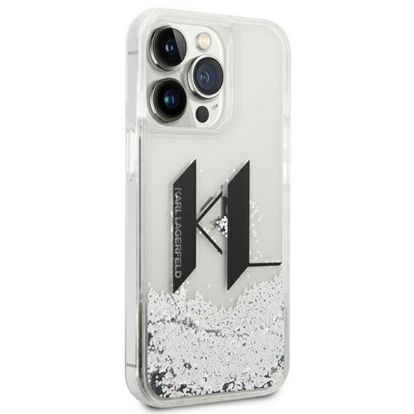 Оригінальний чохол Karl Lagerfeld Liquid Glitter Big KL для iPhone 14 Pro Max - silver