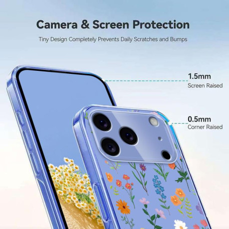 Чехол Flower Pattern Painted для iPhone 17 Pro Max - Daisy