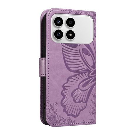 Чохол-книжка Swallowtail Butterfly Embossed Leather для Xiaomi Redmi K90/Poco F8 Pro — фіолетовий