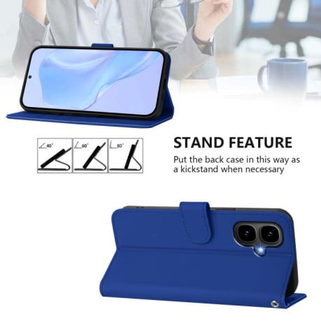 Чехол-книжка с мягким покрытием (Skin Feel) со шнурком на Infinix Smart 10 4G - синий