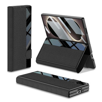 Чехол-книжка GKK Integrated Full Coverage с держателем на стилуса Pen Slot (Стилус не входит в комплект) на Samsung Galaxy Fold8 Ultra 5G — карбон/чёрный