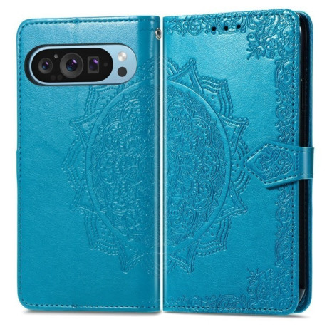 Чехол-книжка Mandala Embossing Pattern на Google Pixel 9 - синий