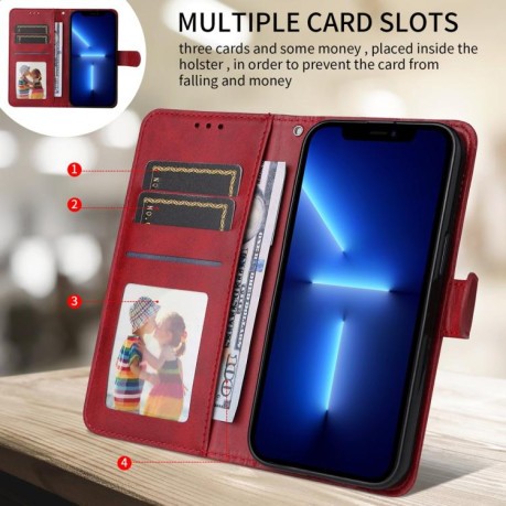 Чехол-книжка Classic Calf Texture Flip Leather для OPPO Reno13 Global - красный