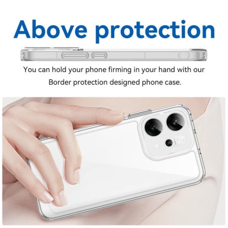 Противоударный чехол Colorful Acrylic Series с цветной силиконовой боковиной на OPPO Reno14 Global - прозрачный