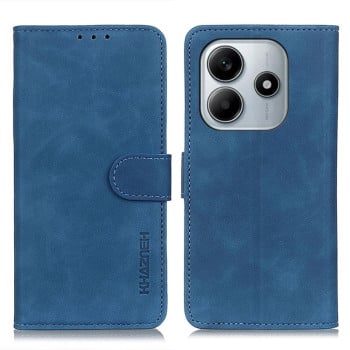 Чохол-книжка KHAZNEH з матовою фактурою Cowhide та магнітним хлястиком на Xiaomi Redmi Note 14 4G - синій