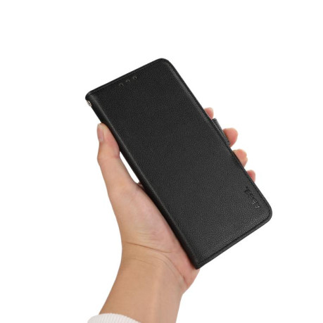 Шкіряний чохол-книжка KHAZNEH Genuine Leather RFID для Xiaomi Poco X7 Pro - чорний