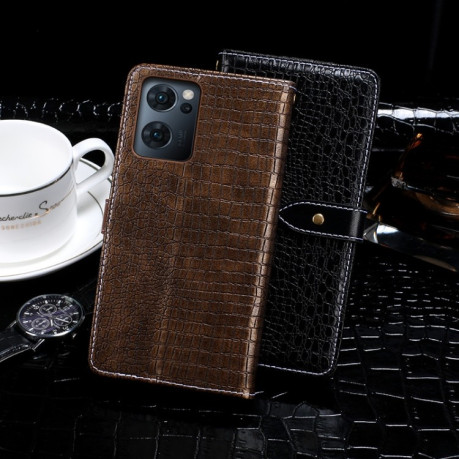 Чохол-книжка idewei Crocodile Texture для OPPO Reno7 5G Global/ Find X5 Lite/OnePlus Nord CE2 5G  - винно-червоний