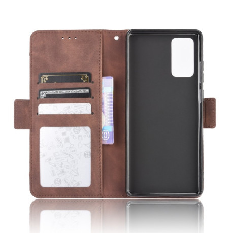 Кожаный чехол-книжка Wallet Style Skin на Samsung Galaxy S20 FE - коричневый