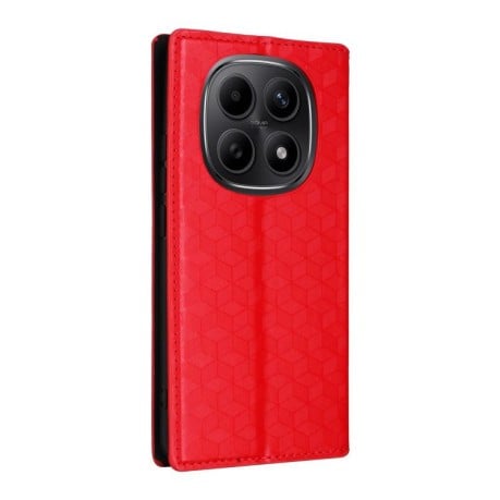 Чохол-книжка Cubic Grid Texture Flip Leather на Xiaomi Redmi Note 15 4G / 5G /Poco M8 15 5G / 4G 164mm / Poco M8 5G — червоний