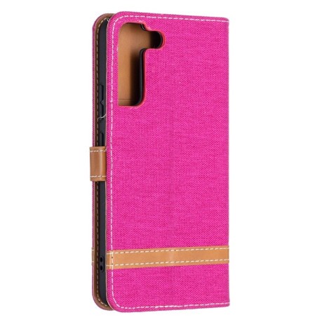 Чехол-книжка Color Matching Denim Texture на Samsung Galaxy S22 Plus 5G - пурпурно-красный