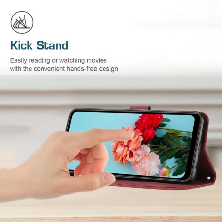 Чохол-книжка Skin Feel Stripe Pattern для OPPO Reno 8 5G - червоний