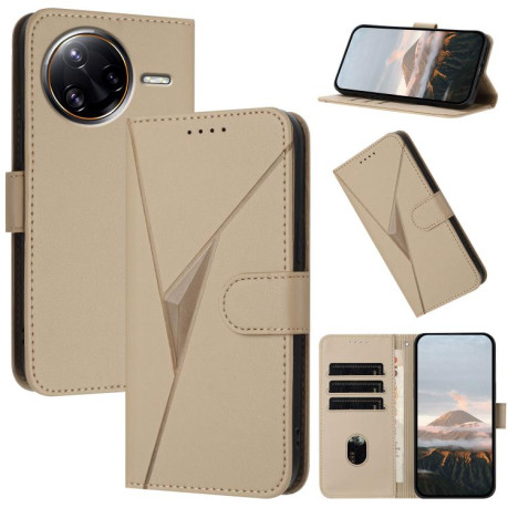 Чехол-книжка Triangle Pattern Buckle Clasp Leather на  Redmi K80 Pro / Xiaomi Poco F7 Ultra - золотой