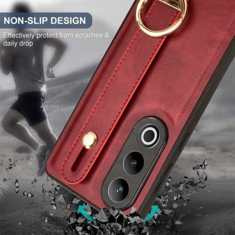 Противоударный чехол Wristband Leather Back для OnePlus Ace 3V - красный