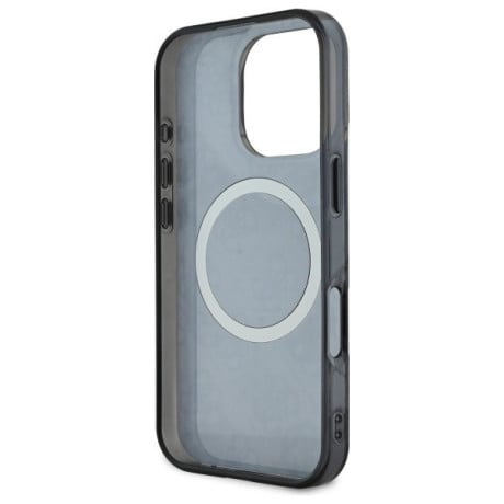 Оригинальный чехол Guess IML Peony On 4G Background MagSafe для iPhone 16 Pro Max - Black