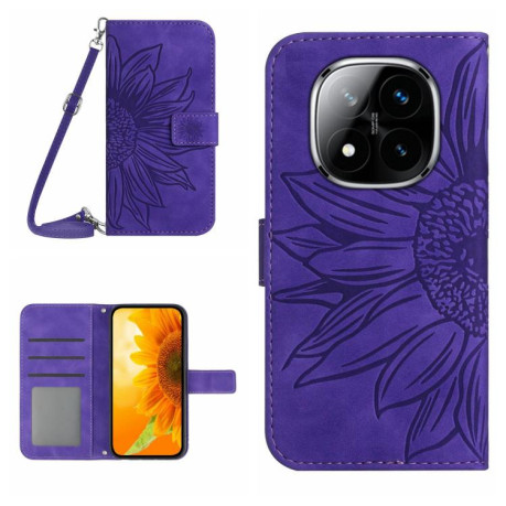Чехол-книжка Skin Feel Sun Flower для Redmi Note 14 Pro 4G - фиолетовый