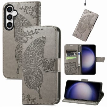 Чохол-книжка Butterfly Love Flower Embossed для Samsung Galaxy S23 FE 5G - сірий