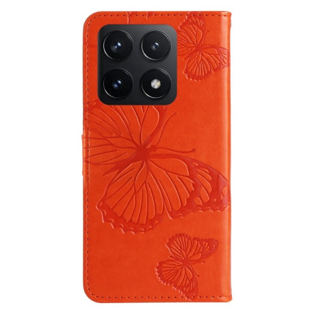 Чохол-книжка Embossed Butterfly для Xiaomi 14T - помаранчевий