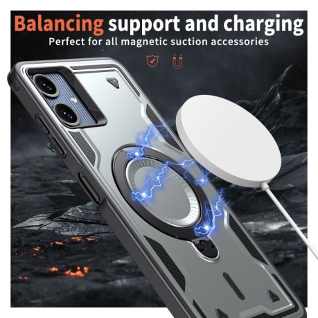 Противоударный чехол MagSafe Holder Armor PC Hybrid для Samsung Galaxy A06 4G - серый
