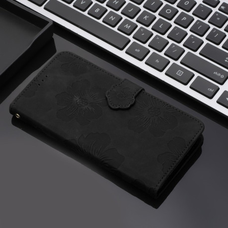 Чехол-книжка Flower Embossing Pattern для Motorola Edge 50 5G - черный