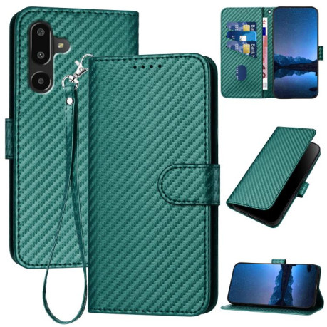 Чехол-книжка Carbon Fiber Texture на For на Samsung Galaxy F16 5G / M16 5G  - зеленый