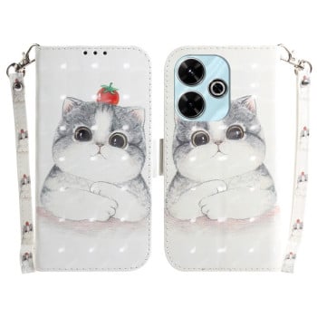 Чехол-книжка 3D Colored Horizontal Flip Leather для Xiaomi Redmi 13 4G - Cat