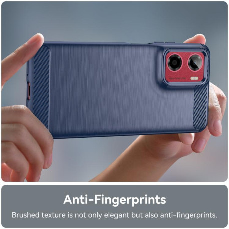 Противоударный чехол Brushed Texture Carbon Fiber на Motorola Moto E15 - синий