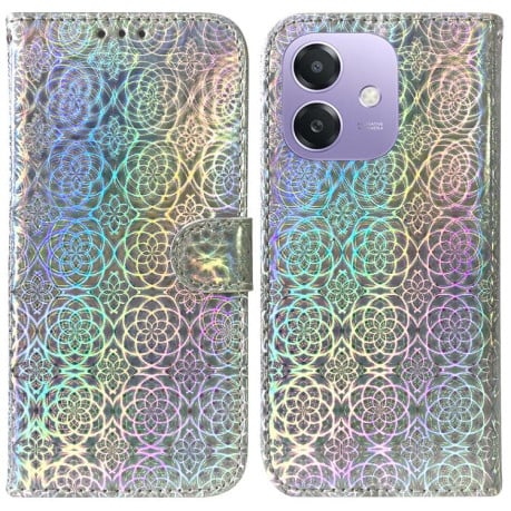 Чехол-книжка с цветной обложкой и магнитной застежкой Colorful Magnetic Buckle на OPPO A5x 5G / A3 4G / 5G / A3x 4G / 5G - серебристый