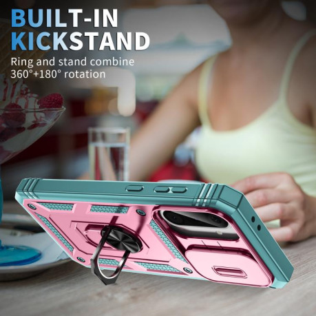 Противоударный чехол Sliding Camshield для Samsung Galaxy A36 5G - Pink+Green
