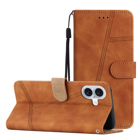 Чехол-книжка Stitching Skin Feel для iPhone 16 - коричневый